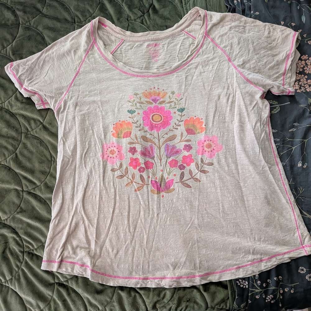 Natural Life Folk Floral Boho Tee